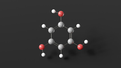 phloroglucinol molecule 3d, molecular structure, ball and stick model, structural chemical formula antispasmodic agent