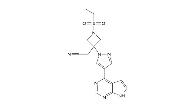 baricitinib molecule, structural chemical formula, ball-and-stick model, isolated image immunomodulator