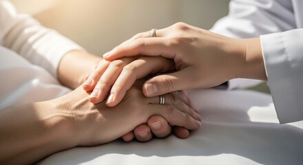 Comforting Touch Doctors Hands Offering Support and Empathy to Patient.