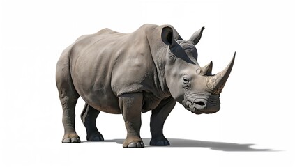 Obraz premium Isolated rhino against a plain white backdrop