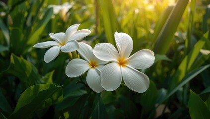 Obraz premium Picture of Gardenia blossoms in an open-air garden