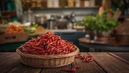 Market offers dried chillies for sale