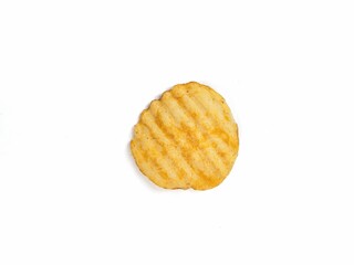 Potato chips isolated on white background. Flat lay 