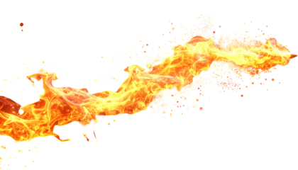A horizontal fiery blaze of bright orange and yellow flames against a stark black background
