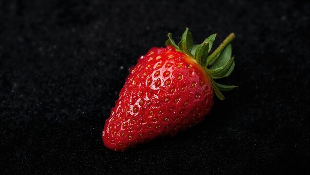Delicious red berry against a black backdrop