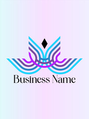 Modern Abstract Logo Design with Blue and Purple Flowing Lines and Elegant Business Text