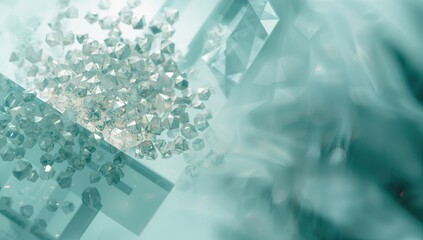 Tiny polygonal forms converging on an abstract geometric background