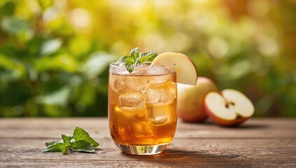 Refreshing Beverage Crafted from Sweet Apple Tea Syrup and Fizzy Water