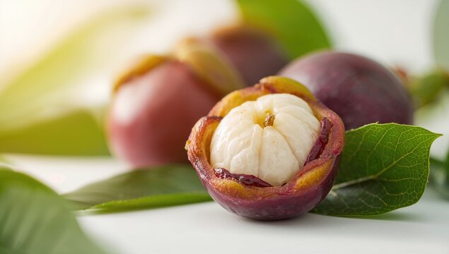 Close-up of a Mangosteen Fruit with Focused Detail