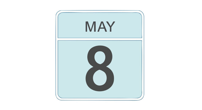 Calendar displaying the date May 8th in a simple, clean design perfect for reminders and planning initiatives involving scheduling and event