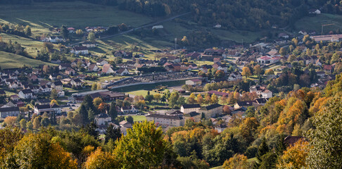 Village de Bussang dans les Vosges en automne