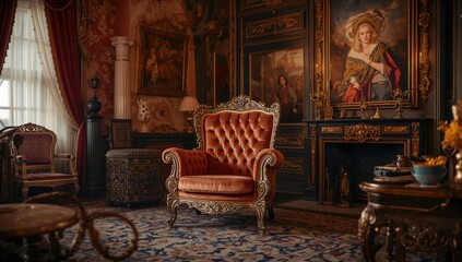 Opulent classic room featuring a regal armchair