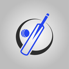 Cricket Logo Vector - Bat and Ball Icon