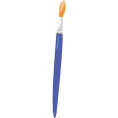 Simple Blue Paintbrush with Orange Bristles Isolated on White Background Clean Artwork Tool for Creative Expression and Artistic Projects