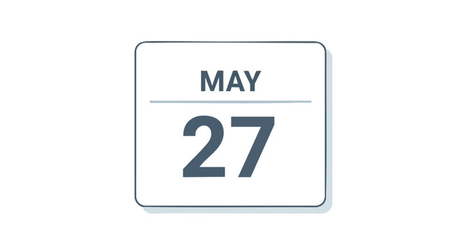 Conceptual design illustrating the twenty-seventh day of May on an abstract minimalist calendar showcasing the importance of date awareness