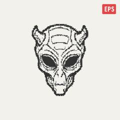 Obraz premium alien skull dystopia pixel art