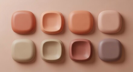 Collection of eight rounded rectangular small dishes in pastel colors