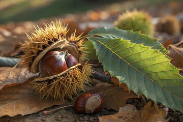 chestnuts on a wooden table