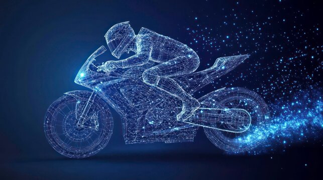 Abstract motorcycle rider, digital art - Powered by Adobe