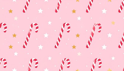 Festive candy cane pattern on a light pink background