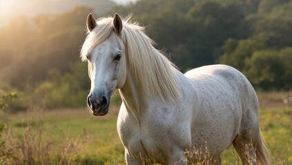 Obraz premium Equine Grazing in a Rural Setting