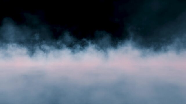 Fog or smoke rises and rolls on black background, creating a seamless loop perfect for visual effects and motion graphics.