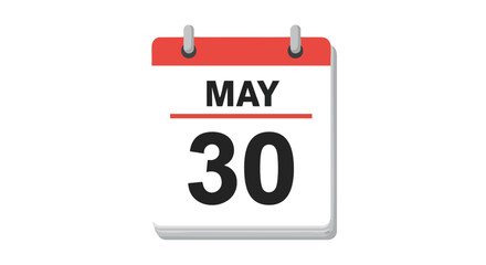 Graphical presentation displaying the thirtieth day of the May month to plan specific events or reminders marked with the classic calendar icon
