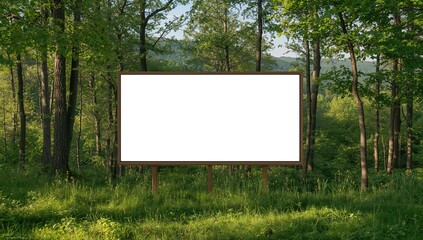 Huge empty billboard set amidst lush green woodland