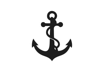 anchor icon mono color silhouette vector design