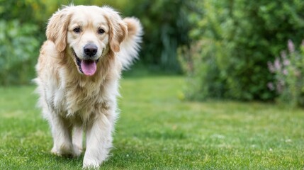 Golden Retriever Dog Walking on Grass