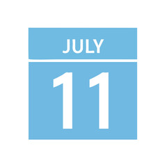 Fototapeta premium Calendar Icon Representing July 11th Marked Date for Reminder Scheduling or Event Indication simple visual