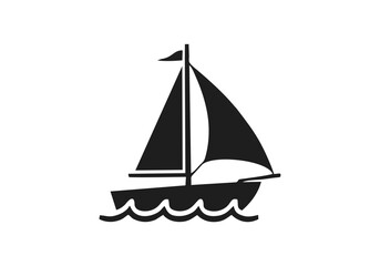 boat seaicon mono color silhouette vector design