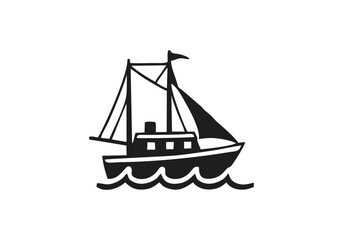 boat seaicon mono color silhouette vector design