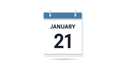 Calendar icon depicting January 21st highlighting a specific date for appointments or reminders in a minimalist style visual representing schedule
