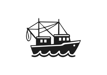 boat seaicon mono color silhouette vector design