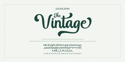 Obraz premium legant alphabet letters font and number. Classic Lettering Minimal Fashion Designs. Typography modern serif fonts decorative vintage design concept. vector illustration