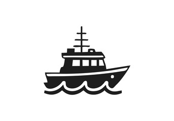 boat seaicon mono color silhouette vector design