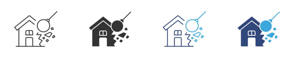 Demolition icon set, vector illustration . 