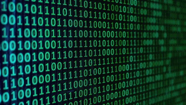 Digital binary code backdrop representing cybersecurity and internet safety.
