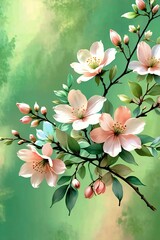 A gentle spring breeze carries the scent of blooming apple branches over a soft green haze. Perfect for seasonal designs, packaging, or backgrounds that capture freshness and renewal.