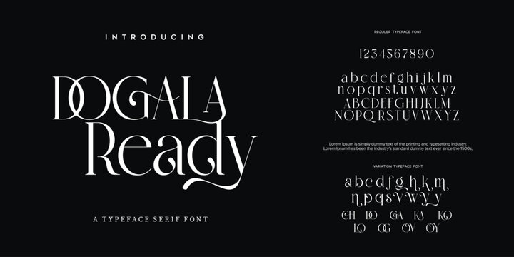 Elegant font set. Modern alphabet letters serif Lettering Typography Fonts uppercase and number. vector illustration