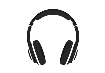 Black headphones displayed with a simple design on a white backdrop
