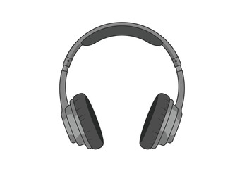 Grey headphones with cushioned earpads and headband displayed against a white background