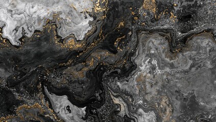 Naklejka premium Opulent acrylic fluid art with marble-like texture, Contemporary abstract marble backdrop, Shimmering watercolor glitter painting, Single-color alcohol ink marbling featuring flowing paint waves