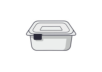 Light gray container with lid black latch on the side simple outline design