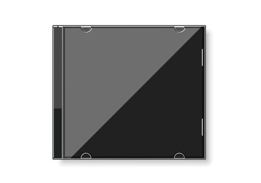 Isolated diagonally shaded black CD case top view