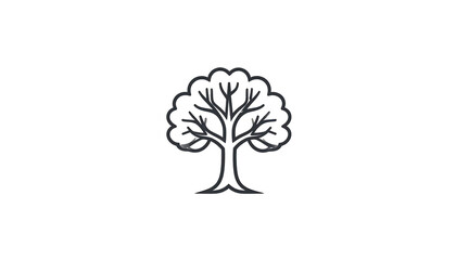 A stylized white tree with detailed branches and rounded leaves isolated on a solid black background
