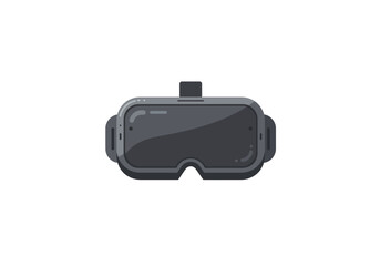 VR headset with gray lenses and frame a top strap and side adjusters