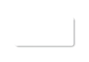 White rectangle with rounded corners and a subtle grey drop shadow on a white background