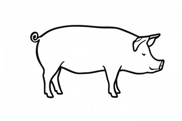 Fototapeta premium Silhouette of a farm pig animal icon on a plain white background